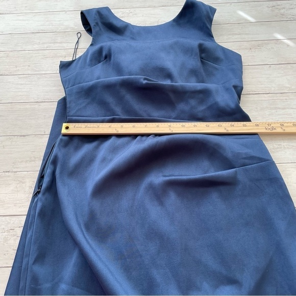 Aidan Mattox Cocktail Midi Dress Blue Bow in the back Size 8 satin - Picture 6 of 10